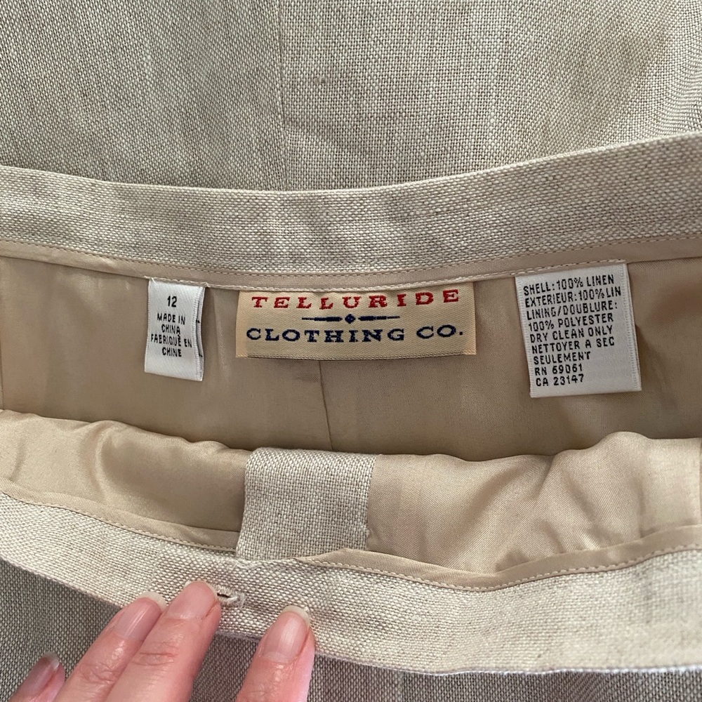 Telluride Clothing Company 100% Linen  Natural Button-Front A-Line Skirt NWT - Picture 5 of 6